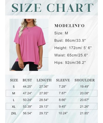 Womens Oversized Tshirts Shirts Short Sleeve Loose Fit Blouse Tops Summer Casual Basic Tees B Pink 2 $10.39 Activewear