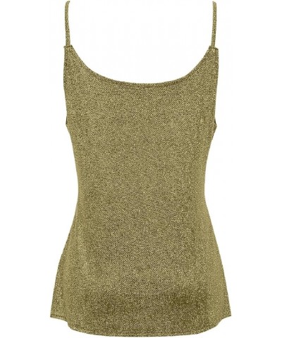 Womens Tank Tops Casual Fashion V Neck Strappy Sequin Camisole Sleeveless Tanks Tops Gold-c $8.11 Tops