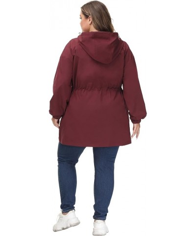 Women's Plus Size Long Hooded Raincoat Lightweight Waterproof Windbreaker Jacket Red $21.63 Coats