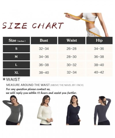 Womens Compression Slimming Shirts and Undershirts for Tummy Waist and Bust Long Sleeves Thermal Underwear Round Neck Darkgre...