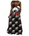 Women Summer Skull Printed Punk Dress, Sleeveless Maxi Dress Casual Party Long Dress Red $14.60 Dresses