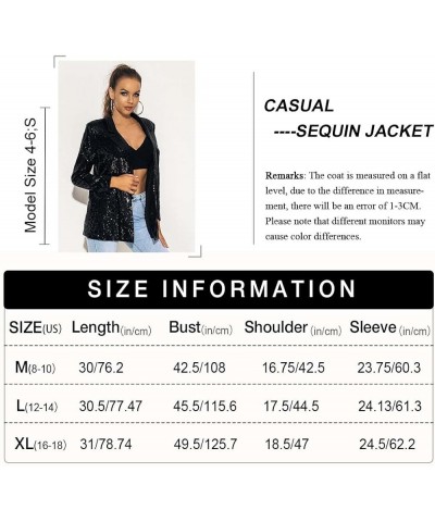 Casual Sequin Women Blazer Open Front Long Sleeve Jacket Blazer Lapel Work Office Loose Jacket Sparky Cocktail Cardigan Black...