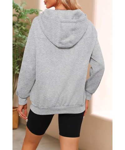 Women's Hoodie Funnel Neck Sweatshirt for Fall Cozy Lightweight Loose Oversize Tunic Winter with Kangaroo Pocket Light Grey $...