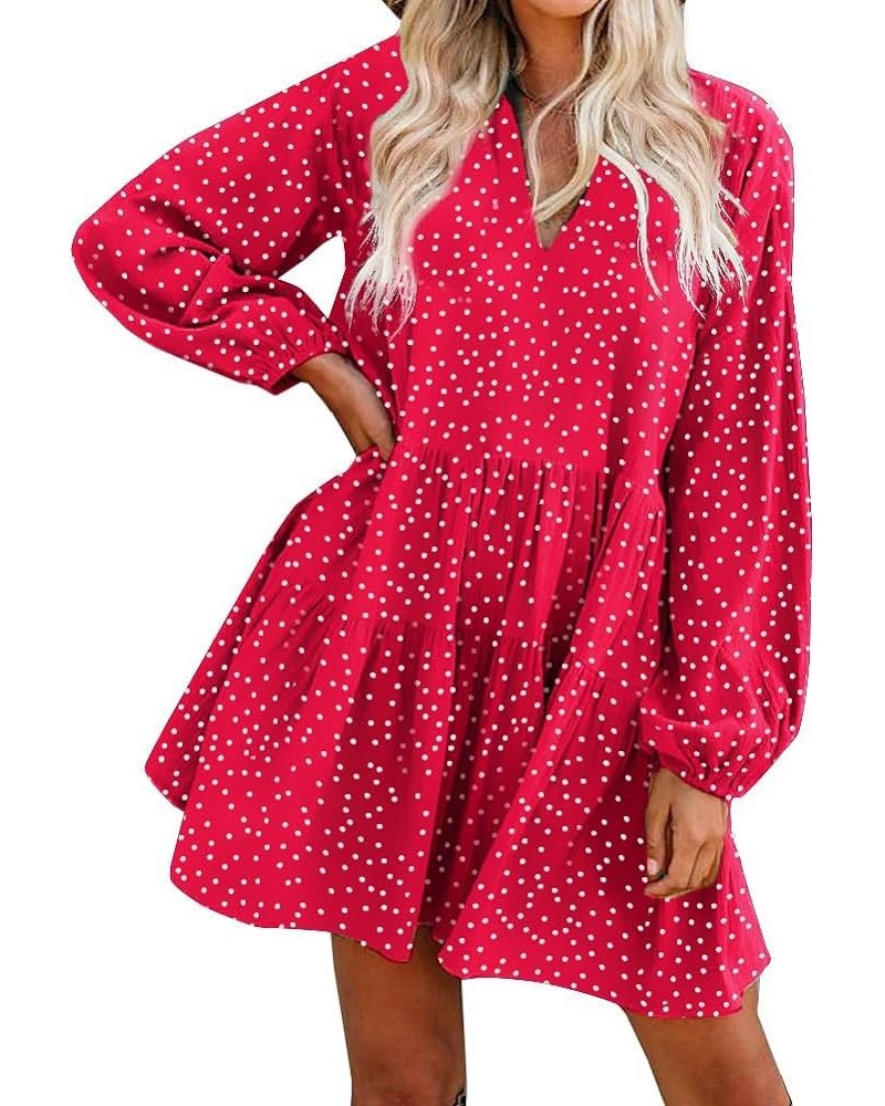 Cute Shift Tunic Dress for Women Ruffle Swing Babydoll Mini Long Sleevee Dress with Pockets A Long Sleevered Dot $18.92 Dresses