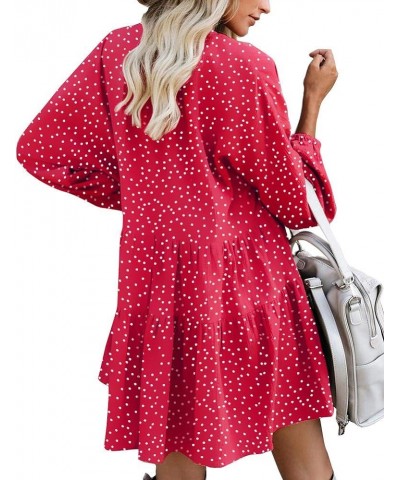 Cute Shift Tunic Dress for Women Ruffle Swing Babydoll Mini Long Sleevee Dress with Pockets A Long Sleevered Dot $18.92 Dresses