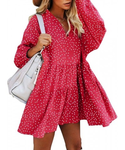 Cute Shift Tunic Dress for Women Ruffle Swing Babydoll Mini Long Sleevee Dress with Pockets A Long Sleevered Dot $18.92 Dresses