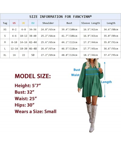 Cute Shift Tunic Dress for Women Ruffle Swing Babydoll Mini Long Sleevee Dress with Pockets A Long Sleevered Dot $18.92 Dresses