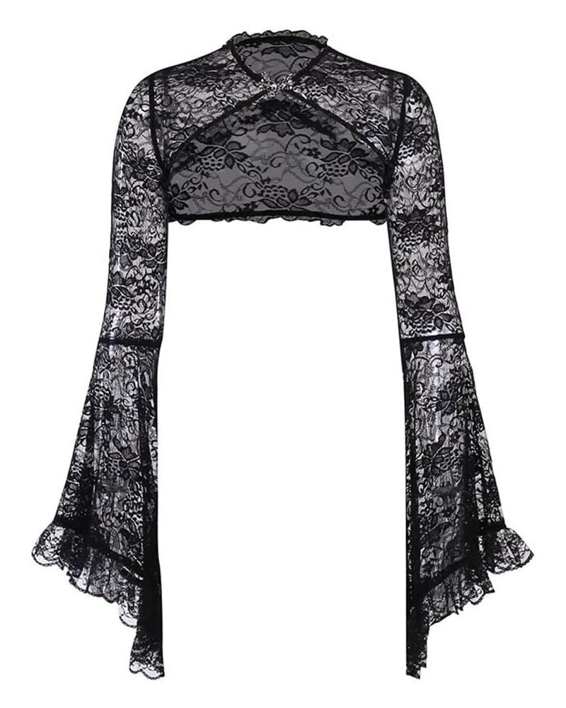 Bolero Shrug Top Trad Goth Black Shawls and Wraps for Evening Dresses Short Cardigan Black 1 $15.94 Sweaters