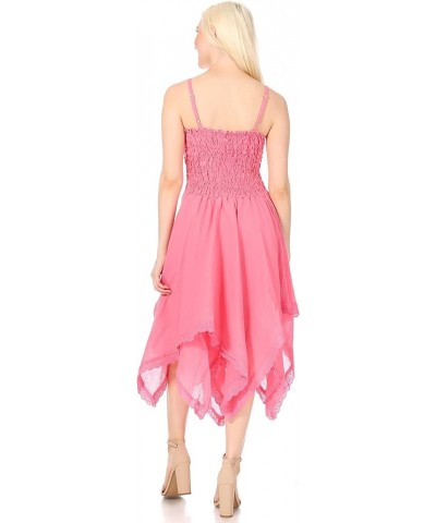 Ella Smocked Bodice Spaghetti Strap Double Layered Dress Pink $28.04 Dresses