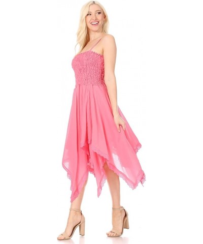 Ella Smocked Bodice Spaghetti Strap Double Layered Dress Pink $28.04 Dresses