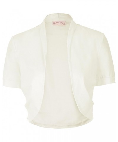 Women's Short Sleeve Shrug Open Front Cotton Cardigan Bolero Jacket… Cream $19.37 Sweaters