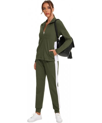 Sweatsuits For Women Set 2 Piece Outfits For Women Jogging Suit Lounge Sweatshirt & Jogger Pants With Pockets H0256-army Gree...