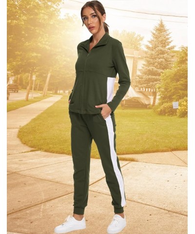 Sweatsuits For Women Set 2 Piece Outfits For Women Jogging Suit Lounge Sweatshirt & Jogger Pants With Pockets H0256-army Gree...