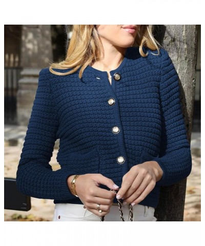 Women Sweater Vintage Knitted Casual Tops 2023 Winter Top Blouse Classic Button Shirt Business/Workout Clothing Dark Blue $16...