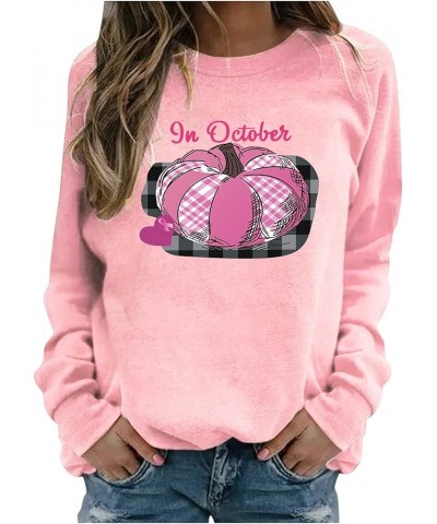 Breast Cancer Awareness Shirts for Women Pink Ribbon Print Crewneck Sweatshirt Womens Fall Fashion Clothes A11-pink $7.22 Hoo...