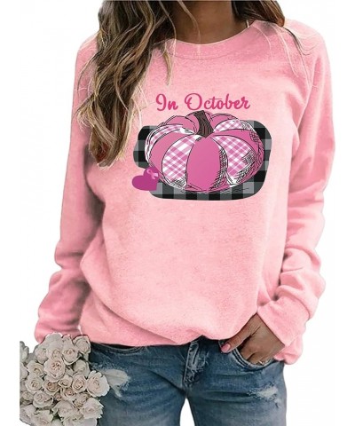 Breast Cancer Awareness Shirts for Women Pink Ribbon Print Crewneck Sweatshirt Womens Fall Fashion Clothes A11-pink $7.22 Hoo...