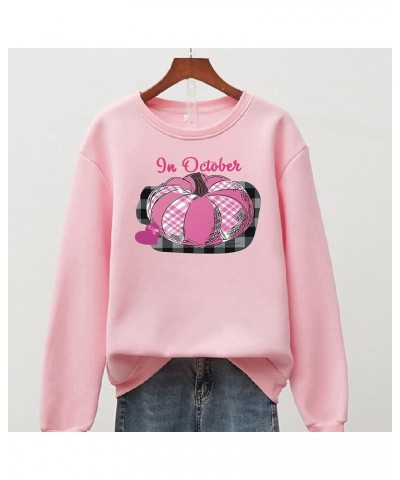 Breast Cancer Awareness Shirts for Women Pink Ribbon Print Crewneck Sweatshirt Womens Fall Fashion Clothes A11-pink $7.22 Hoo...