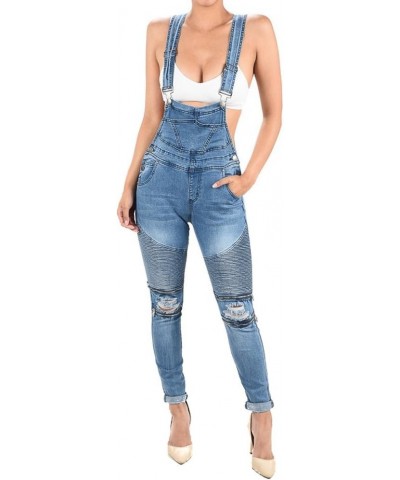 Women's Fashion Ripped Distressed Stretch Skinny Fit Jumpsuit Denim Overalls for Women Blue $20.99 Overalls