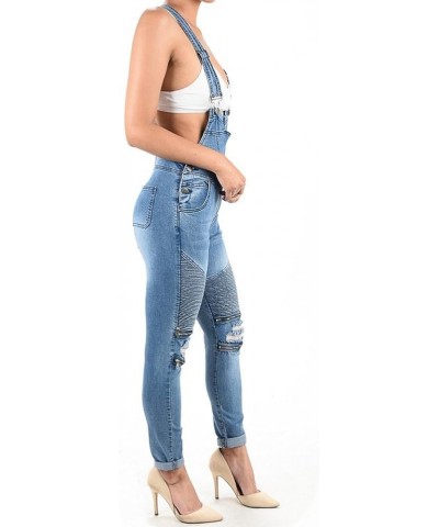 Women's Fashion Ripped Distressed Stretch Skinny Fit Jumpsuit Denim Overalls for Women Blue $20.99 Overalls