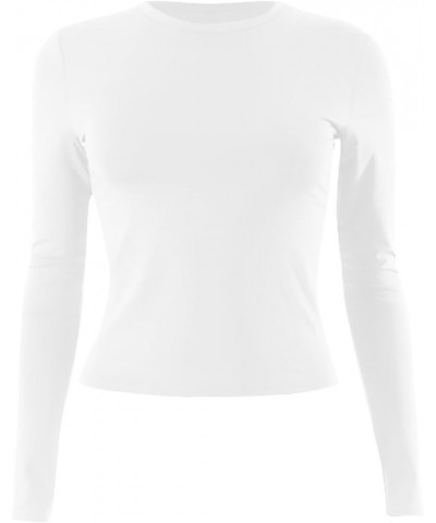 Womens Short/Long Sleeve Ribbed Crop Tops Basic Slim Fitted Shirts Casual Spring Fashion Y2k Tight Tops 04-white/Gray/Black $...