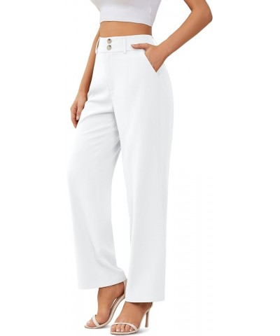 Women Pants Work Business Dressy Trousers Wide Leg High Waisted Slacks with Pockets 29"Inseam B-white $20.43 Pants