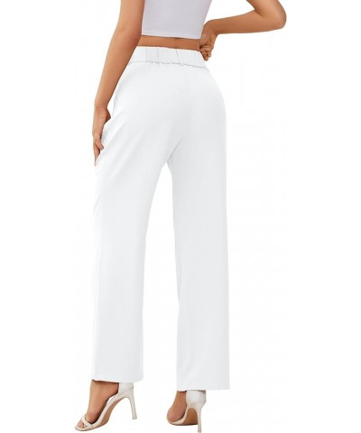 Women Pants Work Business Dressy Trousers Wide Leg High Waisted Slacks with Pockets 29"Inseam B-white $20.43 Pants