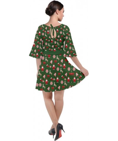 Womens Party Dress Christmas Xmas Santa Vintage Snowman Winter Velour Kimono Dress, XS-3XL Green Deer $18.87 Dresses