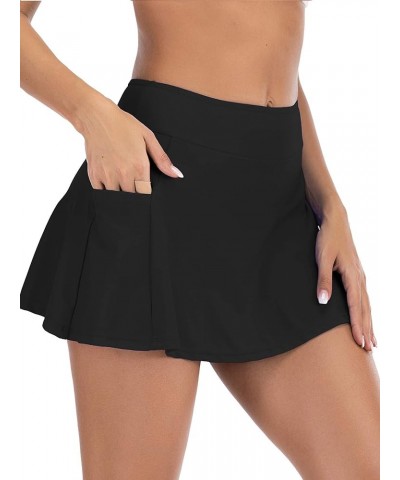 High Waisted Swim Skirt Bathing Suit Skirt for Women Tummy Control Swim Bottoms Skirt Swimsuits with Pockets Black $10.34 Swi...