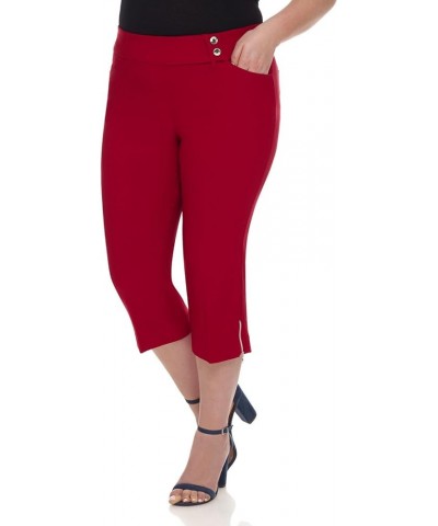 Curvy Woman Plus Size Chic Capri with Zipper Detail Red $28.49 Pants