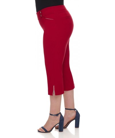 Curvy Woman Plus Size Chic Capri with Zipper Detail Red $28.49 Pants