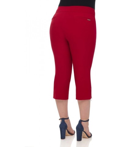 Curvy Woman Plus Size Chic Capri with Zipper Detail Red $28.49 Pants