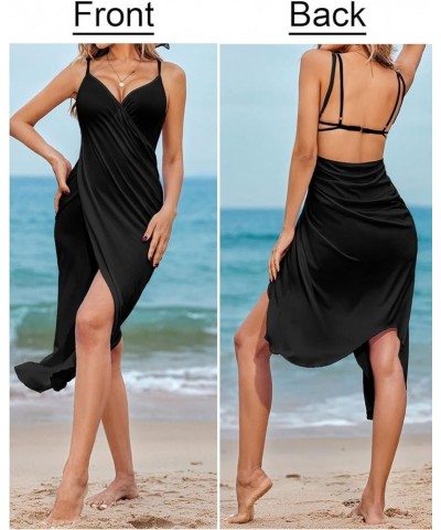 Womens Butterfly Swimsiut Cover Up Striped Beachwear Wrap Dress Lightweight Kimono Beach Coverups S-XL Black $14.57 Swimsuits