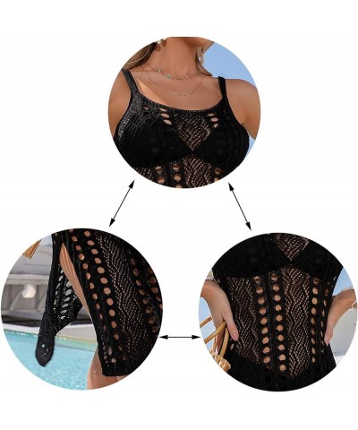 Hollow Out Swim Suit Cover Up for Women, Crochet Bikini Bathing Suit Cover Ups Sleeveless beach swimwear coverup Black $13.00...