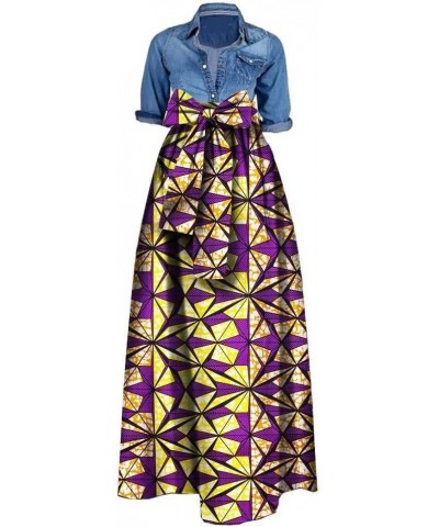 Summer Long Maxi African Skirt for Women Dashiki Bazin Riche Skirt with Belt (no Top) Cl6 $26.40 Skirts