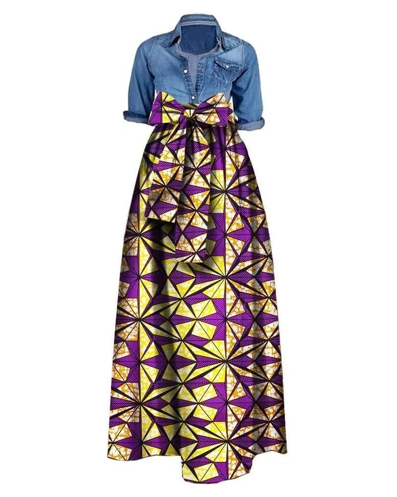 Summer Long Maxi African Skirt for Women Dashiki Bazin Riche Skirt with Belt (no Top) Cl6 $26.40 Skirts