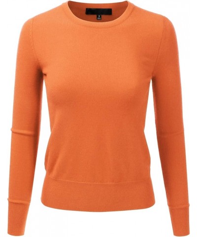 Women's Long Sleeve Crewneck Fitted Pullover Soft Knit Top Sweater (S-XL) Esw008_lightorange $12.24 Sweaters