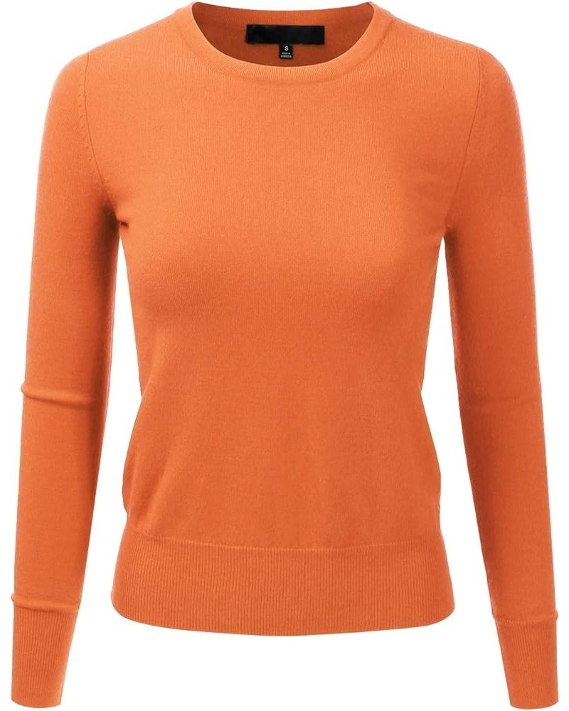 Women's Long Sleeve Crewneck Fitted Pullover Soft Knit Top Sweater (S-XL) Esw008_lightorange $12.24 Sweaters