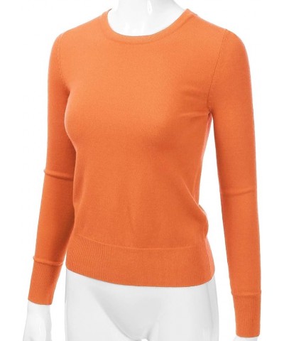 Women's Long Sleeve Crewneck Fitted Pullover Soft Knit Top Sweater (S-XL) Esw008_lightorange $12.24 Sweaters