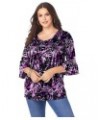 Women's Plus Size Bell-Sleeve Ultimate Tee Purple Tropical Leaves $16.77 T-Shirts