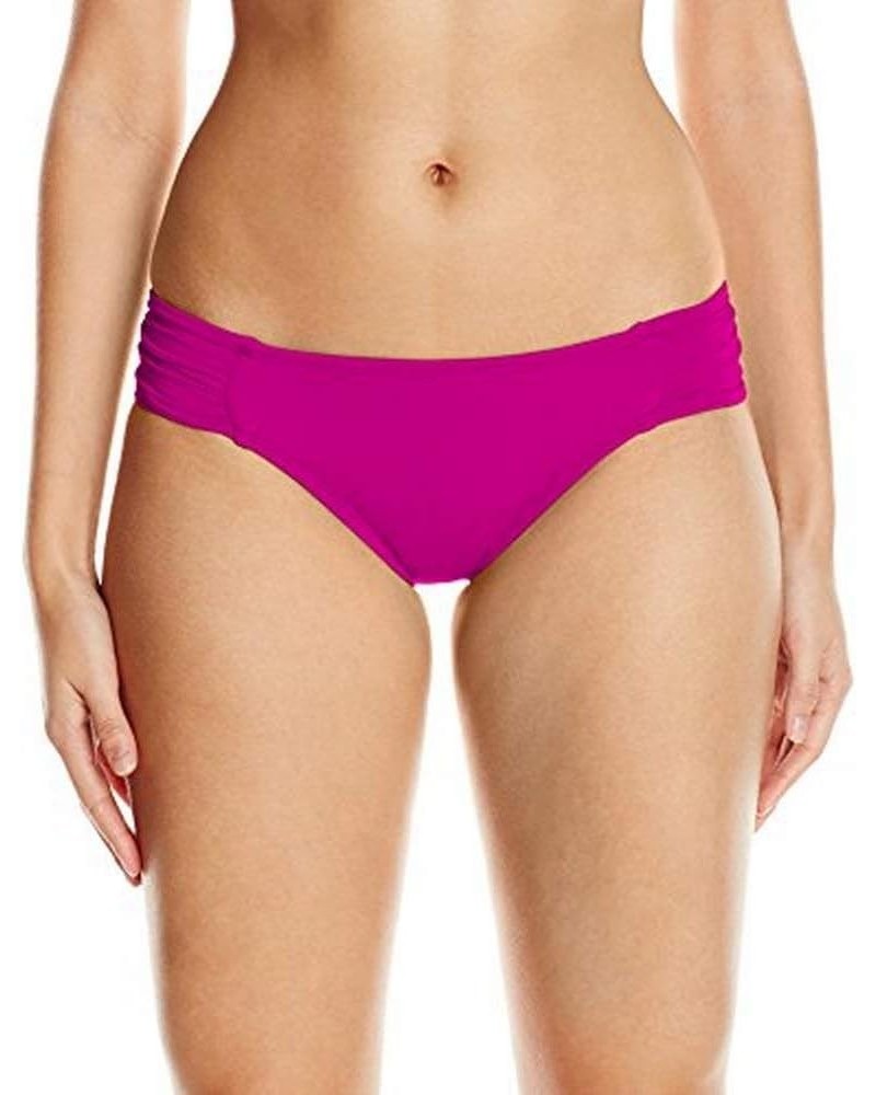 Women's Standard Island Goddess Side Shirred Hipster Swimsuit Bottom Magenta $18.19 Swimsuits