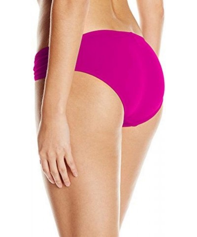 Women's Standard Island Goddess Side Shirred Hipster Swimsuit Bottom Magenta $18.19 Swimsuits