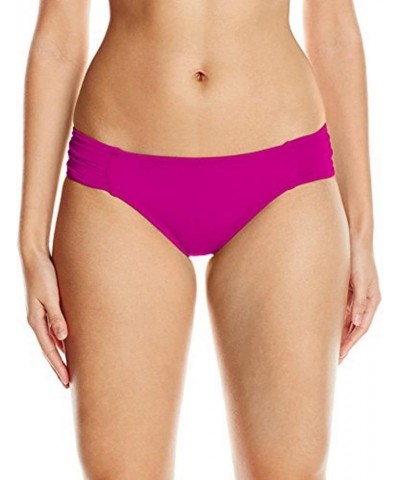 Women's Standard Island Goddess Side Shirred Hipster Swimsuit Bottom Magenta $18.19 Swimsuits