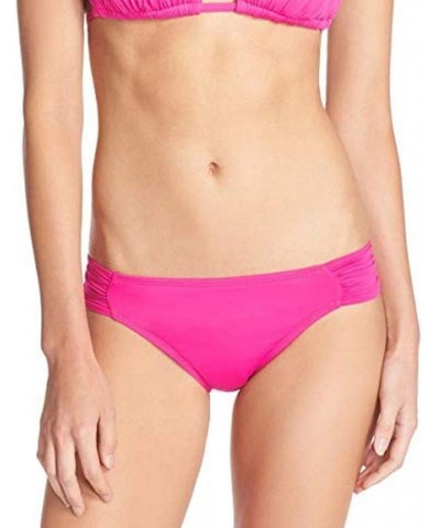 Women's Standard Island Goddess Side Shirred Hipster Swimsuit Bottom Magenta $18.19 Swimsuits