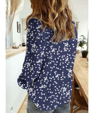 Women's Casual V Neck Alicia Floral Print Roll Up Long Sleeve Chiffon Button Down Blouses Bohemian Top Shirts Blue $18.59 Blo...