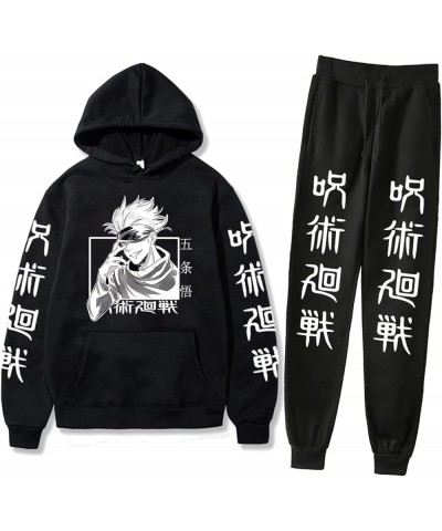 Cool Satoru Gojo Itadori Yuji Nobara Harajuku Anime Unisex Hoodie Pullovers Sweatpants 2 Pieces Set Black 2 $24.75 Hoodies & ...