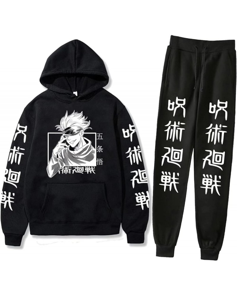 Cool Satoru Gojo Itadori Yuji Nobara Harajuku Anime Unisex Hoodie Pullovers Sweatpants 2 Pieces Set Black 2 $24.75 Hoodies & ...