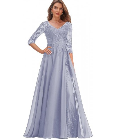 Women's Lace Mother of The Bride Dresses for Wedding Chiffon Formal Dress A Line Evening Gown with Sleeves Lavender $40.95 Dr...