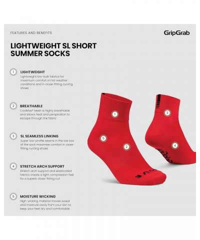 Lightweight SL Performance Summer Cycling Socks Eyecatching 2 Lengths Road Mountain Gravel Bike Indoor Cycling Socks Red - Sh...