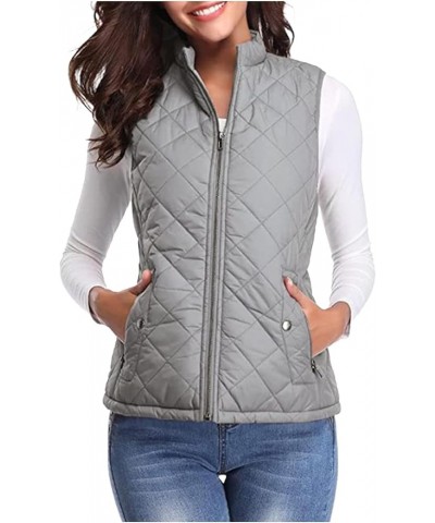 Puffer Vest Women Fashion Sherpa Lined Waistcoat Winter Thick Warm Sleeveless Jacket Cardigan Fall Puffer Coat Gray $9.03 Vests