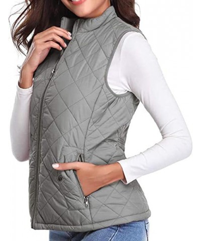 Puffer Vest Women Fashion Sherpa Lined Waistcoat Winter Thick Warm Sleeveless Jacket Cardigan Fall Puffer Coat Gray $9.03 Vests